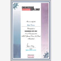 Engg. Expo 2003 certificate(Ahmedabad)-star trace